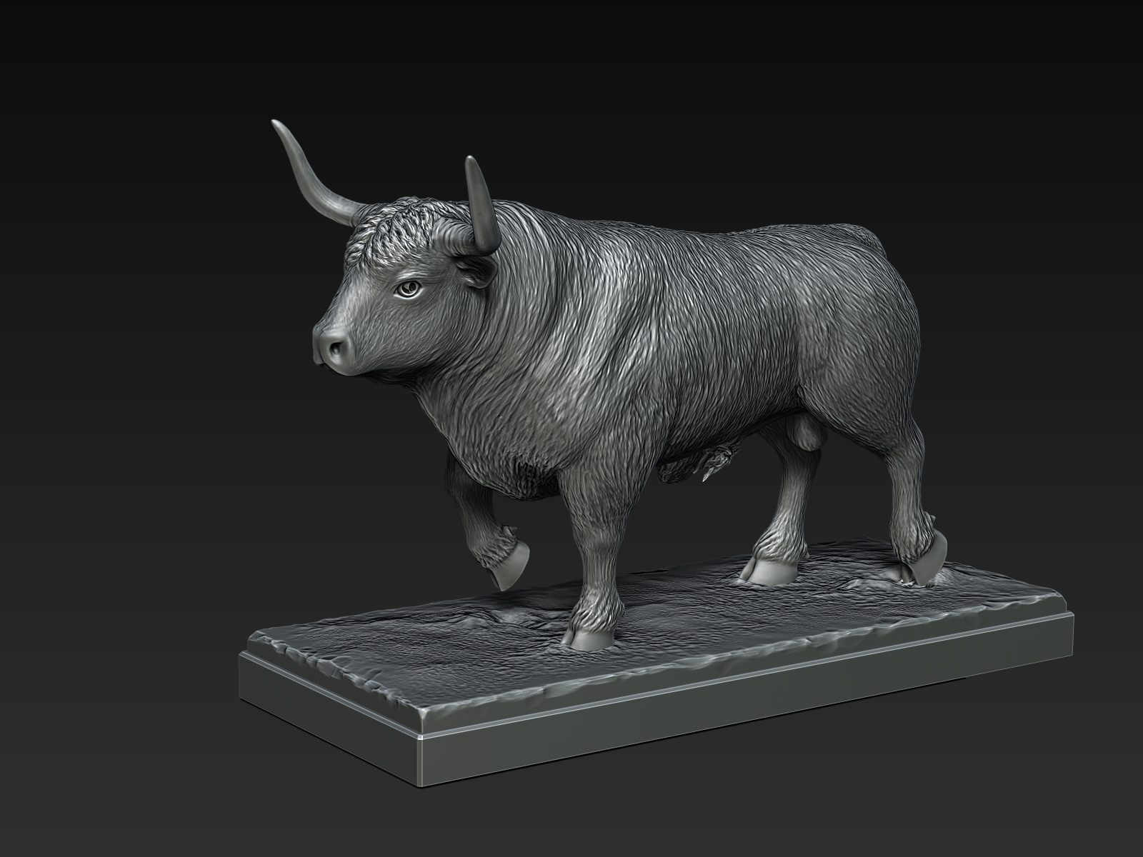 Digital sculpture of the Bull. Creation of sculpture for 3D printing and production.